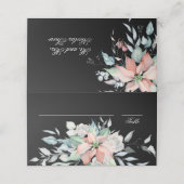 Kerstmagisch | Zwart | Poinsettia Wedding Plaatskaartje (Buitenkant ongevouwen)