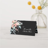Kerstmagisch | Zwart | Poinsettia Wedding Plaatskaartje (Achterkant)