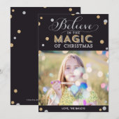 Kerstmagische feestdagen - Zwarte fotokaarten Feestdagenkaart (Voorkant / Achterkant)