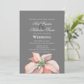 Kerstmagische/ Poinsettia Bloem/ Grijze bruiloft Aankondiging (Staand voorkant)