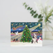 Kerstmagneet Bearded Collie 4 Feestdagenkaart (Staand voorkant)