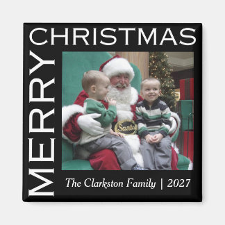 Kerstmagneet familie foto met Prettig Kerstfeest Magneet
