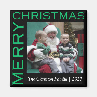 Kerstmagneet familie foto met Prettig Kerstfeest Magneet