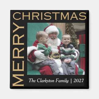 Kerstmagneet familie foto met Prettig Kerstfeest Magneet