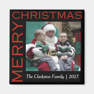 Kerstmagneet familie foto met Prettig Kerstfeest Magneet