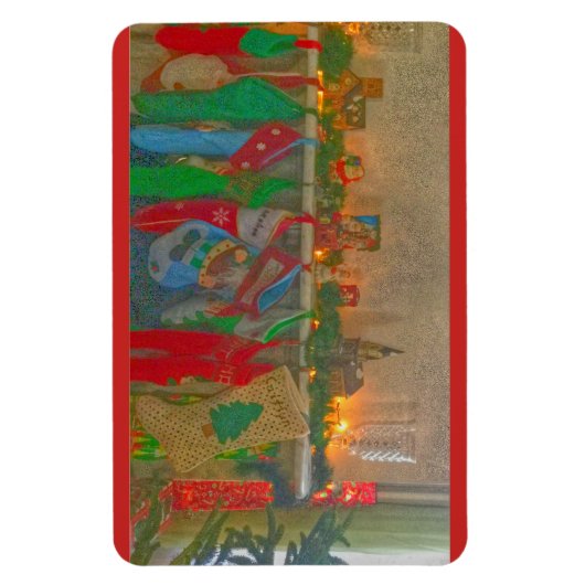 Kerstmagneet- Kousen opgehangen door de schoorstee Magneet (Verticaal)