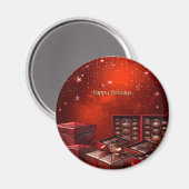 Kerstmagneet met Chocolade Snoepgoed Magneet (Voorkant / Achterkant)