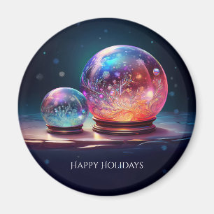 Kerstmagneet met kristallen sneeuwballen magneet