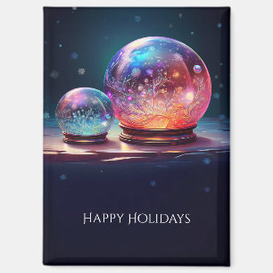 Kerstmagneet met kristallen sneeuwballen magneet