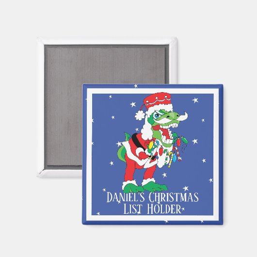 Kerstmagneet Square TySANTAsaurus Rex 2 Magneet (Voorkant / Achterkant)