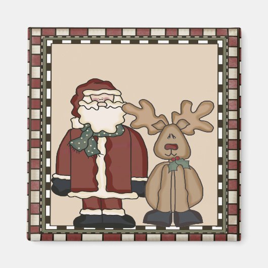 Kerstmagneet voor Kerstman en rendier Magneet (Voorkant)