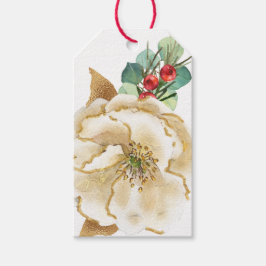 KerstMagnolia met Gold Accents Gift Label Cadeaulabel