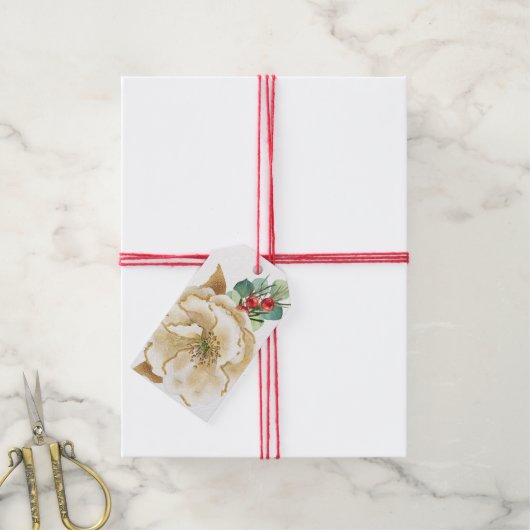 KerstMagnolia met Gold Accents Gift Label Cadeaulabel (Met Touw)