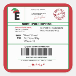 Kerstmail van Santa North Pole Levering, Vierkante Sticker