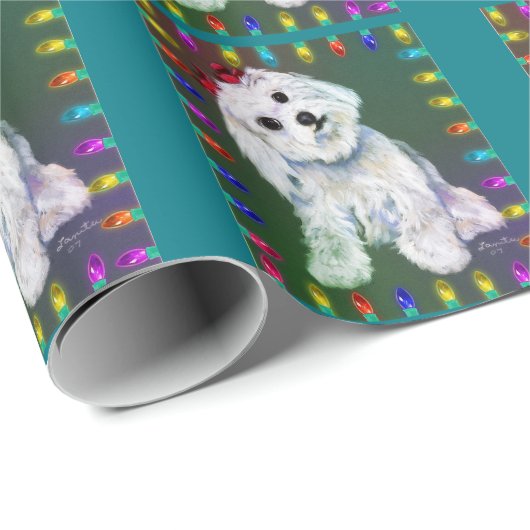 KerstMaltees Cadeaupapier (Rol Hoek)