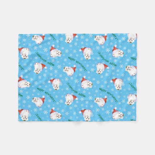 KerstMaltees Fleece Deken (Voorkant (Horizontaal))