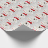 KerstMaltese puppy Bichon Frise in Santa hat Cadeaupapier (Hoek)