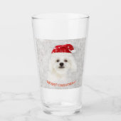 KerstMaltese puppy Glas (Voorkant)