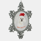 KerstMaltese puppy Tin Sneeuwvlok Ornament (Links)