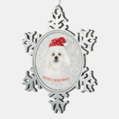 KerstMaltese puppy Tin Sneeuwvlok Ornament (Rechts)