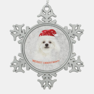 KerstMaltese puppy Tin Sneeuwvlok Ornament