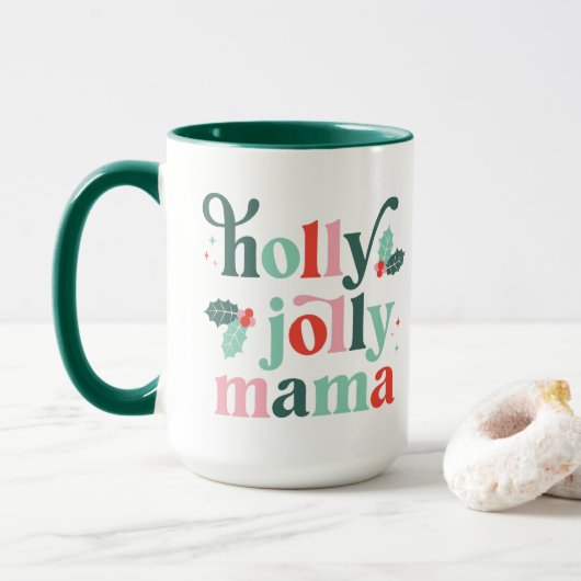 Kerstmama Retro Kerstmis Mok (Met donut)
