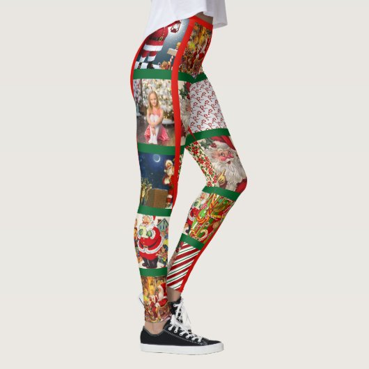 Kerstman 10 Fotosjabloon Vrouwen Leggings (Rechts)