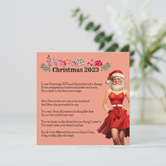 Kerstman 2023 Kerstmis Feestdagenkaart (Staand voorkant)