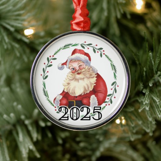 Kerstman 2025 metalen ornament (Boom)
