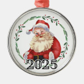 Kerstman 2025 metalen ornament (Voorkant)