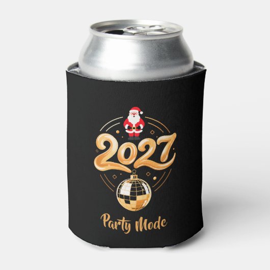 Kerstman 2027 Feestmodus Goud Disco Kerstmis Blikjeskoeler (Blikje Voorkant)