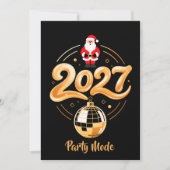 Kerstman 2027 Feestmodus Goud Disco Kerstmis Feestdagenkaart (Voorkant)