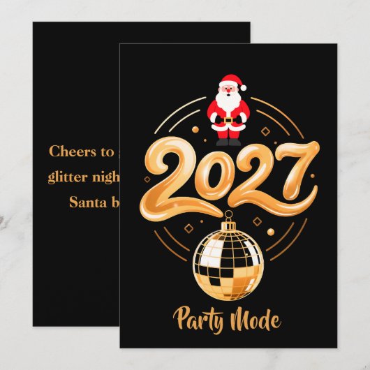 Kerstman 2027 Feestmodus Goud Disco Kerstmis Feestdagenkaart (Voorkant / Achterkant)