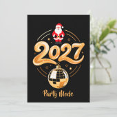 Kerstman 2027 Feestmodus Goud Disco Kerstmis Feestdagenkaart (Staand voorkant)