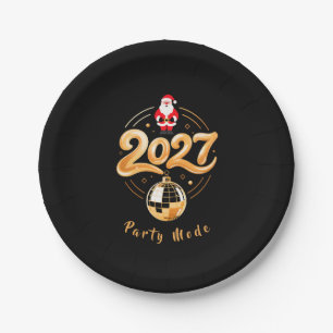 Kerstman 2027 Feestmodus Goud Disco Kerstmis Papieren Bordje