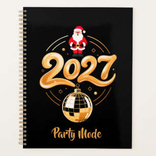 Kerstman 2027 Feestmodus Goud Disco Kerstmis Planner