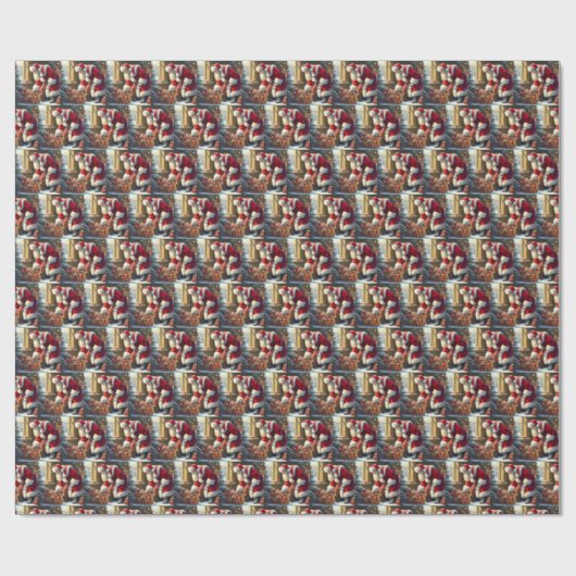 Kerstman 3 cadeaupapier (Vlak)