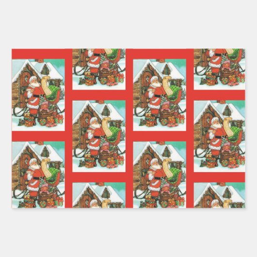  kerstman 3 Kerstmis Inpakpapier Vel (Voorkant 3)