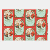 kerstman 3 Kerstmis Inpakpapier Vel (Voorkant 2)