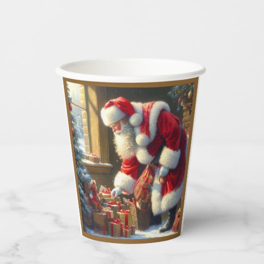 Kerstman 3 papieren bekers (Voorkant)