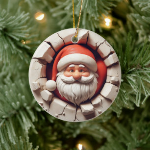 Kerstman 3D-effect GEEN werkelijk 3D Keramisch Ornament