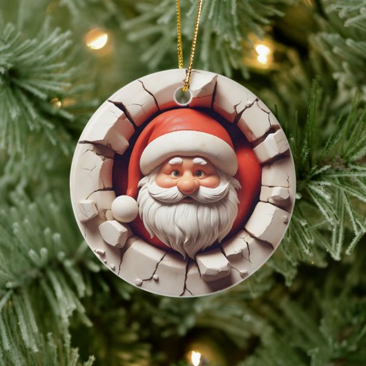 Kerstman 3D-effect GEEN werkelijk 3D Keramisch Ornament (Boom)
