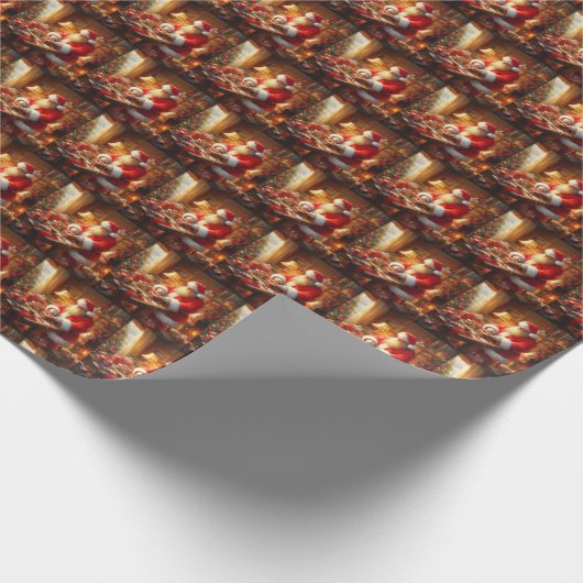 Kerstman 4 cadeaupapier (Hoek)