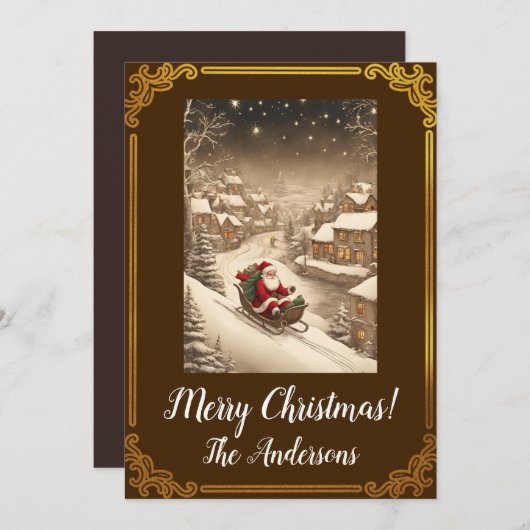 Kerstman 4 Vrolijk kerstfeest! kerstkaart Kaart (Voorkant / Achterkant)