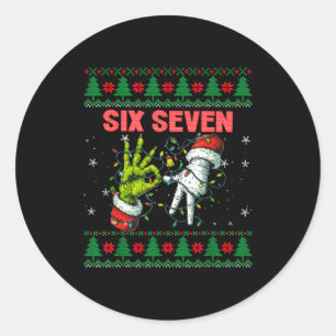 Kerstman 67 Kerstmis Verschrikkelijke Trui Vingers Ronde Sticker