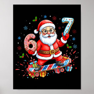 Kerstman 67 Meme Donut Skateboard Prettig Kerstmis Poster