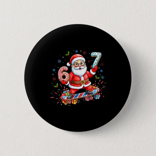 Kerstman 67 Meme Donut Skateboard Prettig Kerstmis Ronde Button 5,7 Cm (Voorkant)