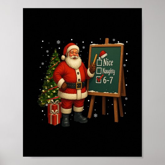 Kerstman 6-7 Meme Leuk Stout 67 Kerstmis Brain Rot Poster (Voorkant)