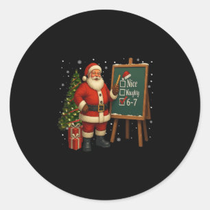 Kerstman 6-7 Meme Leuk Stout 67 Kerstmis Brain Rot Ronde Sticker