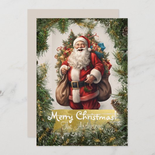 Kerstman 9 Vrolijk kerstfeest! kerstkaart Kaart (Voorkant / Achterkant)